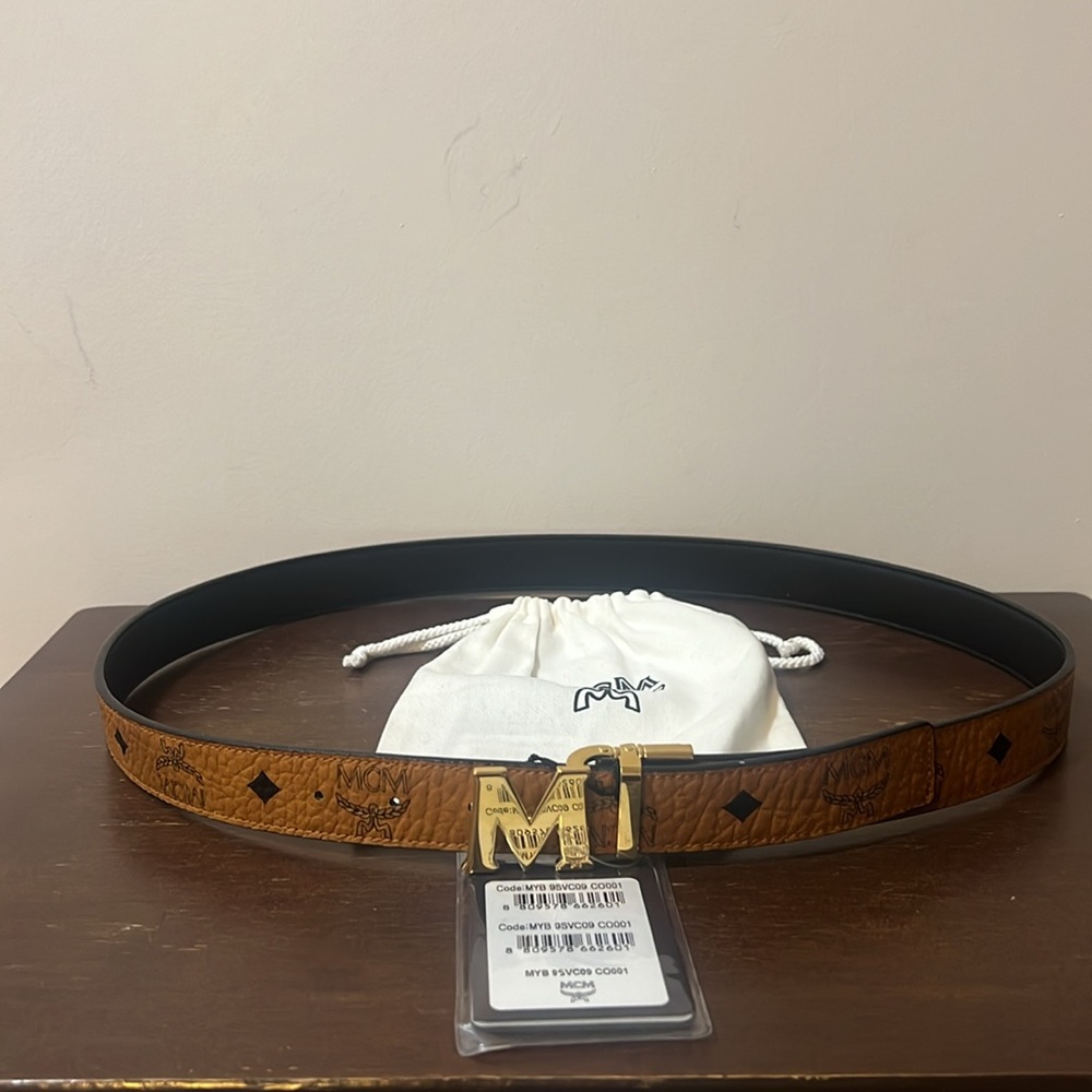 MCM Belt with Gold Buckle, Brand NWT, Never Worn! 45” Length from Buckle to end
